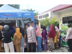 ‎Satgas Ketahanan Pangan Polres Lampung Selatan Gelar Pasar Murah di Polsek Kalianda