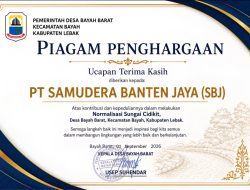 Normalisasi Sungai Cidikit Rampung, Pemdes Bayah Barat Beri Penghargaan kepada PT SBJ